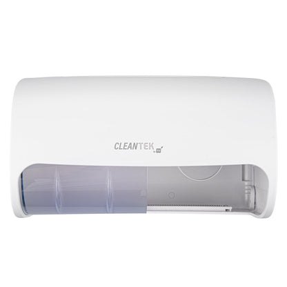Clean Tek Professional White Plastic Standard Toilet Paper Dispenser - Double Roll - 10 1/2" x 6 1/4" x 6 1/4" - 1 count box