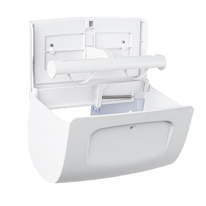 Clean Tek Professional White Plastic Standard Toilet Paper Dispenser - Double Roll - 10 1/2" x 6 1/4" x 6 1/4" - 1 count box