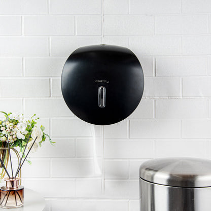 Clean Tek Professional Black Plastic Toilet Paper Dispenser - 11 1/2" x 5 1/4" x 11 3/4" - 1 count box
