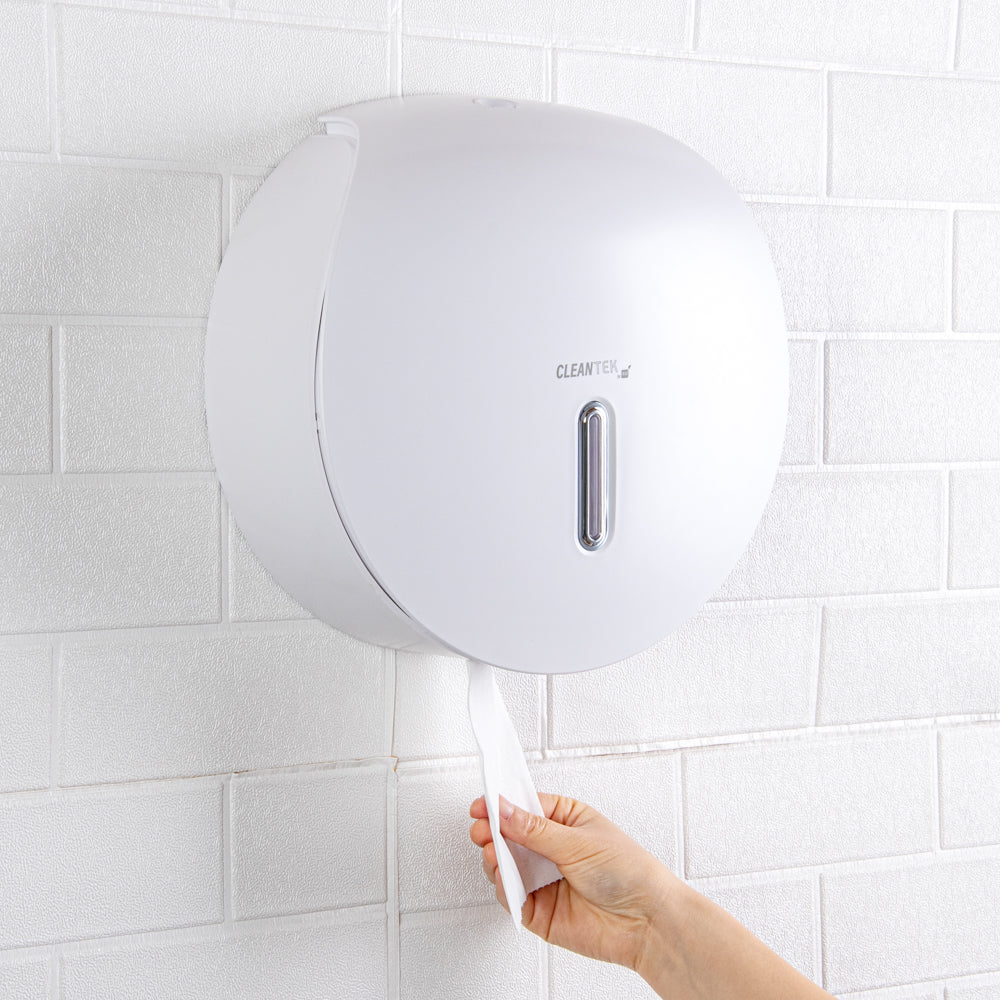 Clean Tek Professional White Plastic Toilet Paper Dispenser - 11 1/2" x 5 1/4" x 11 3/4" - 1 count box