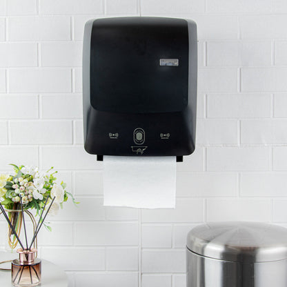 Clean Tek Professional Black Plastic 8" Automatic Paper Towel Roll Dispenser - 12" x 8 3/4" x 15 1/2" - 1 count box