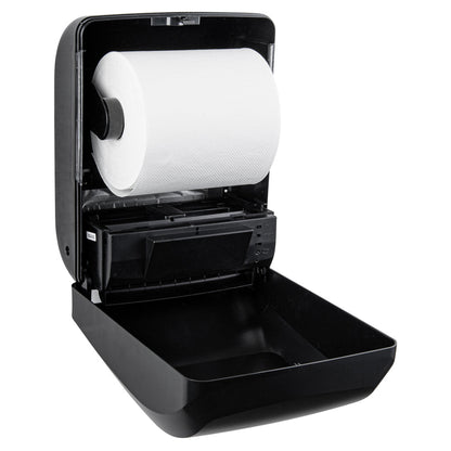 Clean Tek Professional Black Plastic 8" Automatic Paper Towel Roll Dispenser - 12" x 8 3/4" x 15 1/2" - 1 count box