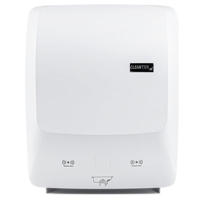 Clean Tek Professional White Plastic 8" Hands-Free Autocut Paper Towel Roll Dispenser - 12" x 8 3/4" x 15 1/2" - 1 count box