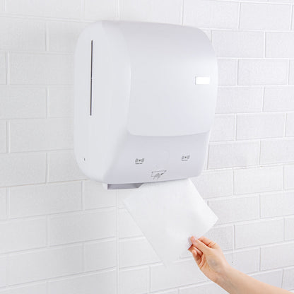 Clean Tek Professional White Plastic 8" Hands-Free Autocut Paper Towel Roll Dispenser - 12" x 8 3/4" x 15 1/2" - 1 count box