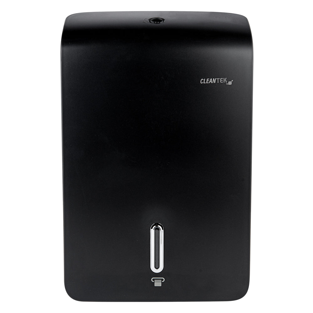 Clean Tek Professional Black Plastic C-Fold / M-Fold Paper Towel Dispenser - 10 3/4" x 4 1/4" x 16 3/4" - 1 count box