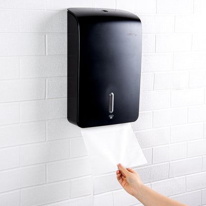 Clean Tek Professional Black Plastic C-Fold / M-Fold Paper Towel Dispenser - 10 3/4" x 4 1/4" x 16 3/4" - 1 count box