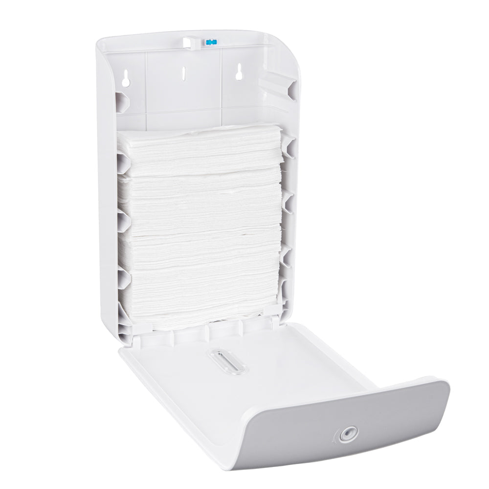 Clean Tek Professional White Plastic C-Fold / M-Fold Paper Towel Dispenser - 10 3/4" x 4 1/4" x 16 3/4" - 1 count box