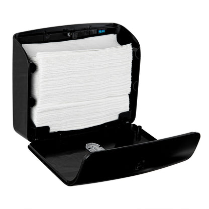 Clean Tek Professional Black Plastic M-Fold Paper Towel Dispenser - 10 3/4" x 3 1/2" x 8 3/4" - 1 count box