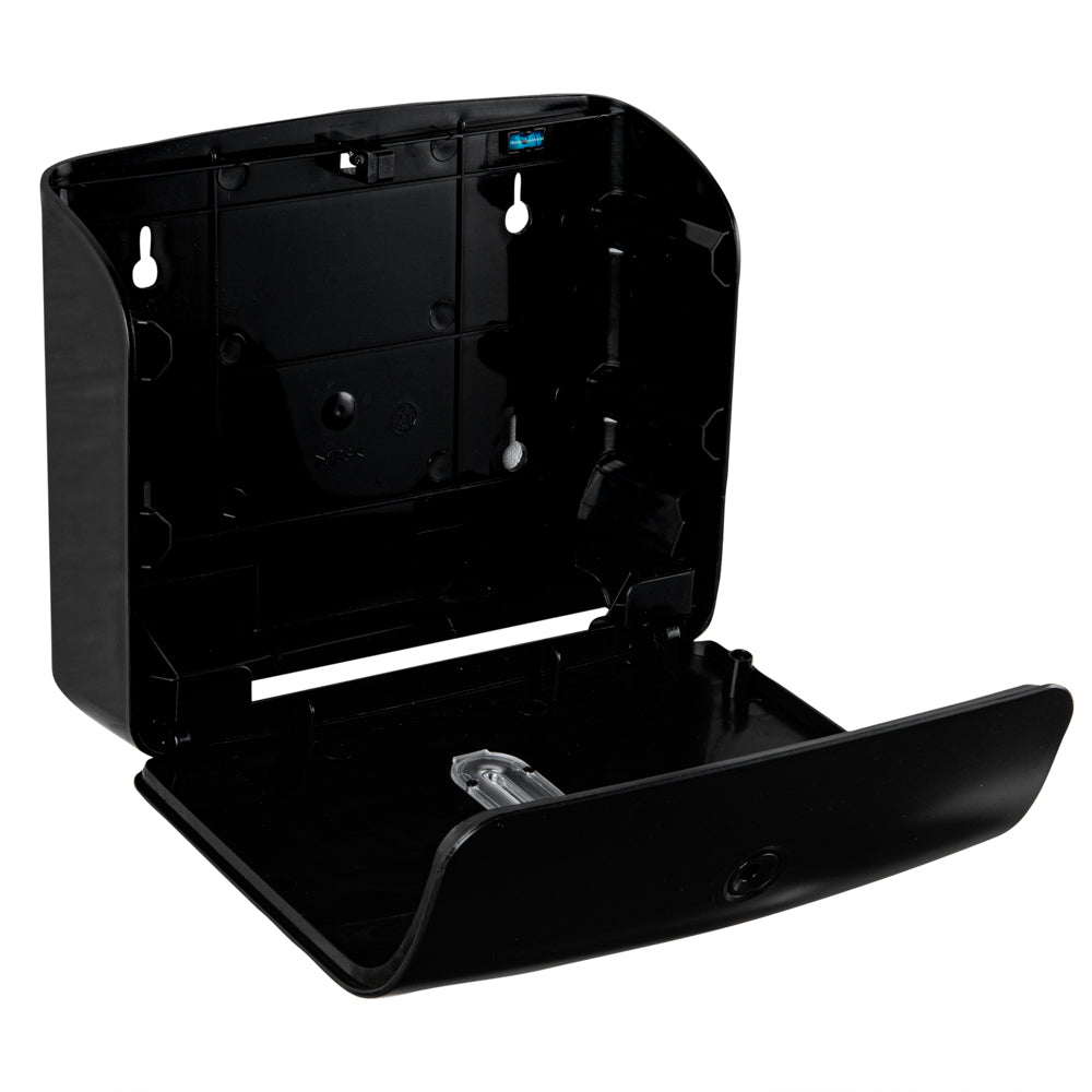 Clean Tek Professional Black Plastic M-Fold Paper Towel Dispenser - 10 3/4" x 3 1/2" x 8 3/4" - 1 count box