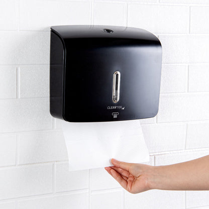 Clean Tek Professional Black Plastic M-Fold Paper Towel Dispenser - 10 3/4" x 3 1/2" x 8 3/4" - 1 count box