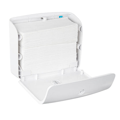 Clean Tek Professional White Plastic M-Fold Paper Towel Dispenser - 10 3/4" x 3 1/2" x 8 3/4" - 1 count box