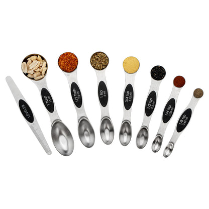 Met Lux Black Stainless Steel Measuring Spoon Set - 8-Piece, Magnetic - 1 count box
