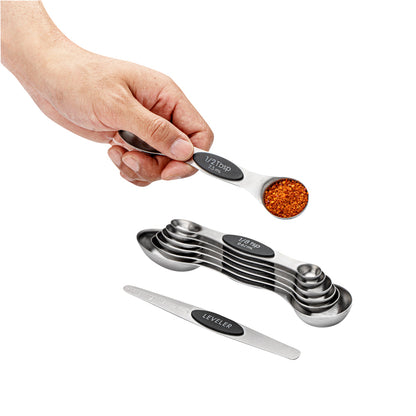 Met Lux Black Stainless Steel Measuring Spoon Set - 8-Piece, Magnetic - 1 count box
