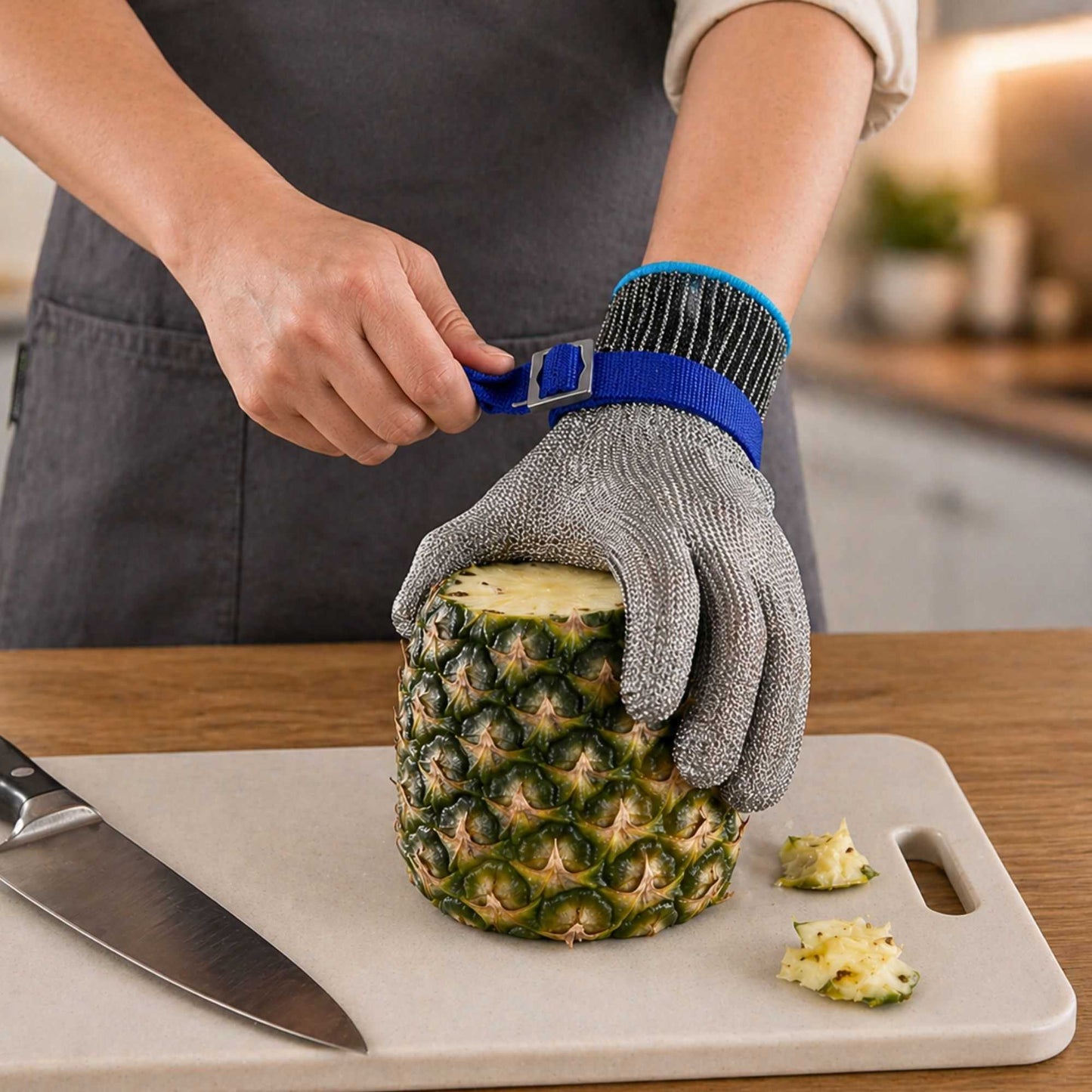 Life Protector Fiber / Stainless Steel Mesh Large Cut-Resistant Glove - Level 9, Food Safe - 9 3/4" x 4 1/4" - 1 count box