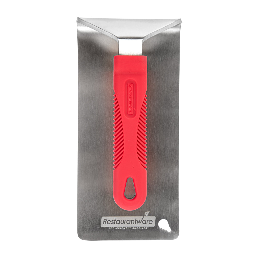 Met Lux Stainless Steel Steak Weight - with Silicone Handle - 8 1/2" x 4 1/4" - 1 count box