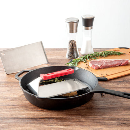 Met Lux Stainless Steel Steak Weight - with Silicone Handle - 8 1/2" x 4 1/4" - 1 count box