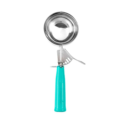 Met Lux 6.5 oz Stainless Steel #5 Portion Scoop - with Teal Handle - 1 count box