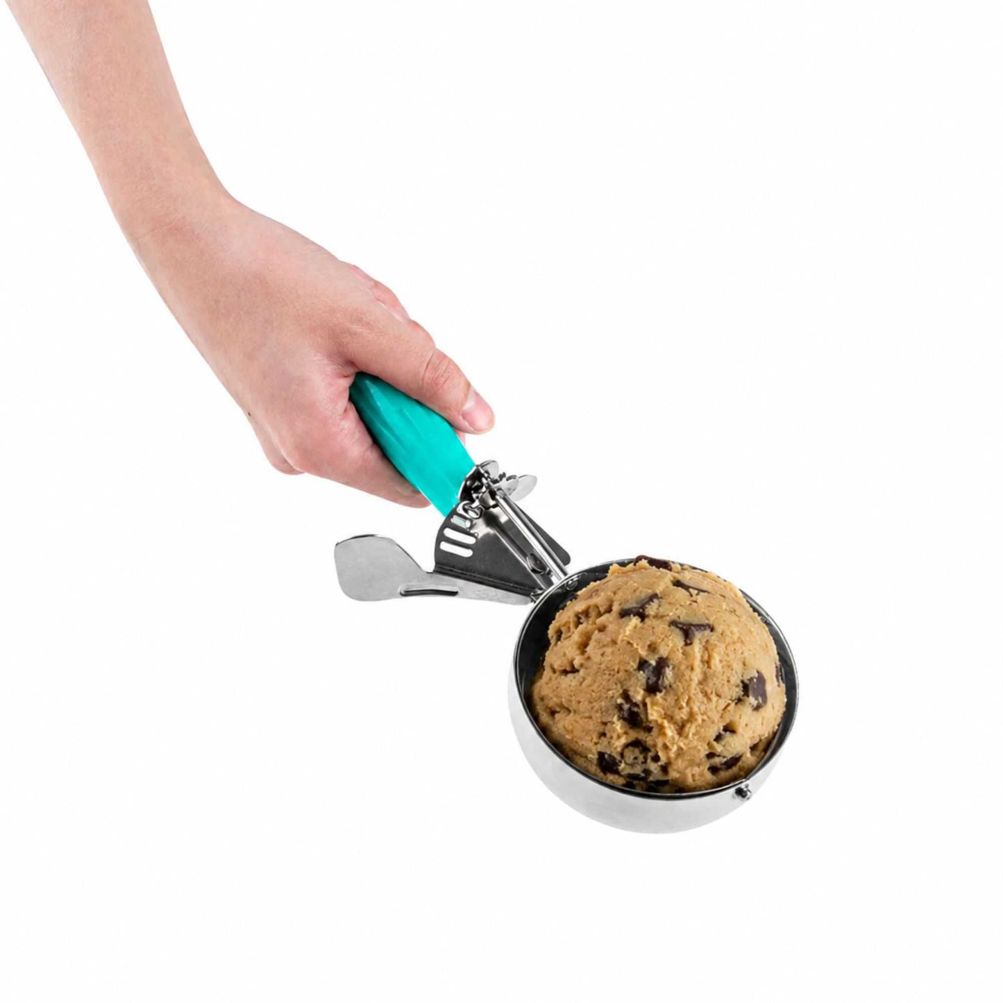 Met Lux 6.5 oz Stainless Steel #5 Portion Scoop - with Teal Handle - 1 count box