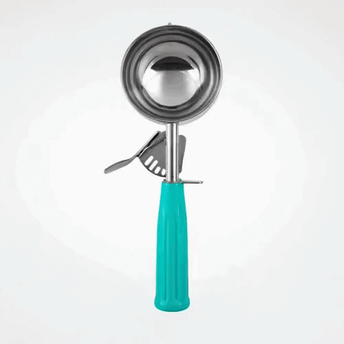 Met Lux 6.5 oz Stainless Steel #5 Portion Scoop - with Teal Handle - 1 count box