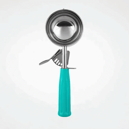 Met Lux 6.5 oz Stainless Steel #5 Portion Scoop - with Teal Handle - 1 count box