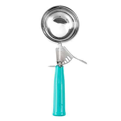 Met Lux 6.5 oz Stainless Steel #5 Portion Scoop - with Teal Handle - 1 count box