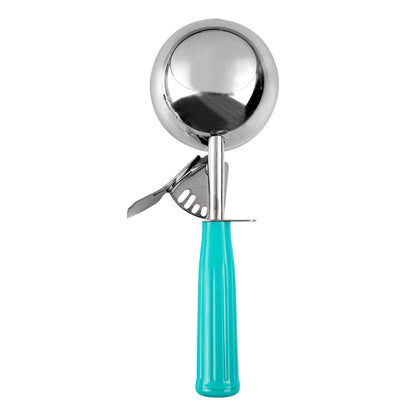 Met Lux 6.5 oz Stainless Steel #5 Portion Scoop - with Teal Handle - 1 count box