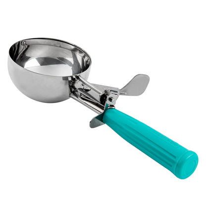 Met Lux 6.5 oz Stainless Steel #5 Portion Scoop - with Teal Handle - 1 count box