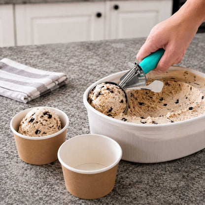 Met Lux 6.5 oz Stainless Steel #5 Portion Scoop - with Teal Handle - 1 count box
