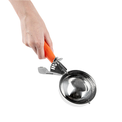 Met Lux 8 oz Stainless Steel #4 Portion Scoop - with Orange Handle - 1 count box