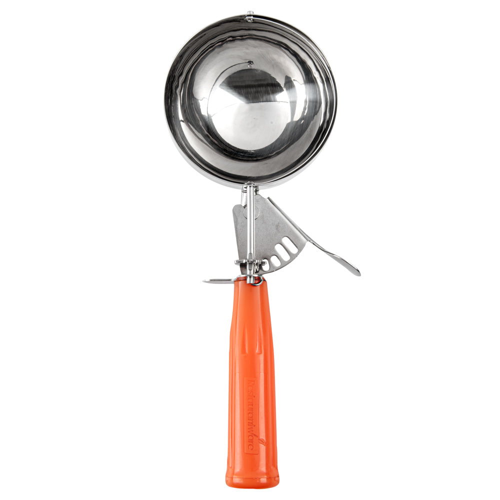 Met Lux 8 oz Stainless Steel #4 Portion Scoop - with Orange Handle - 1 count box
