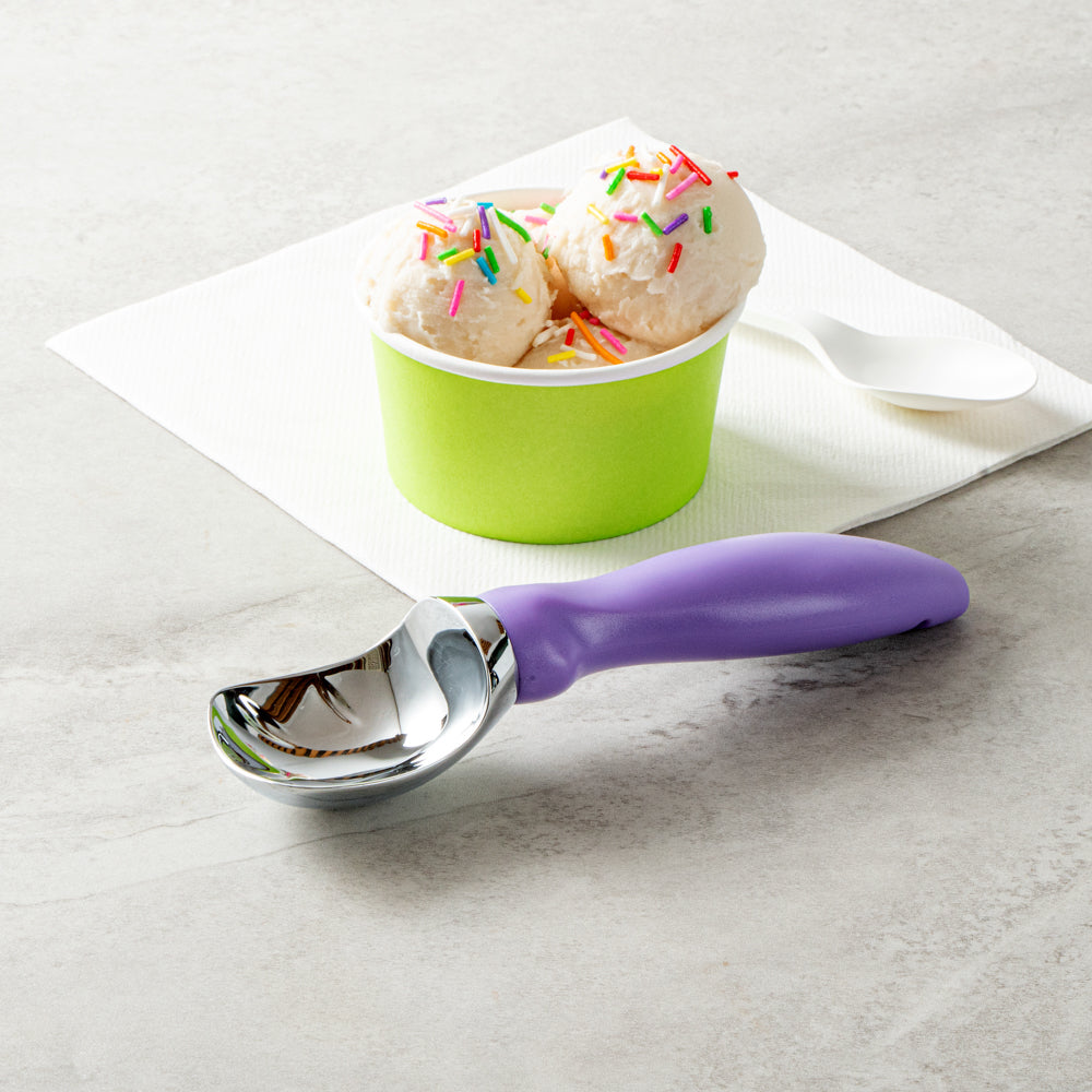 Comfy Grip Purple Metal Ice Cream Scoop - 7 3/4" x 2" x 1 3/4" - 1 count box