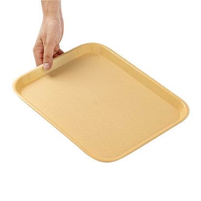 Chef 101 Rectangle Beige Plastic Fast Food Tray - 10" x 14" - 10 count box