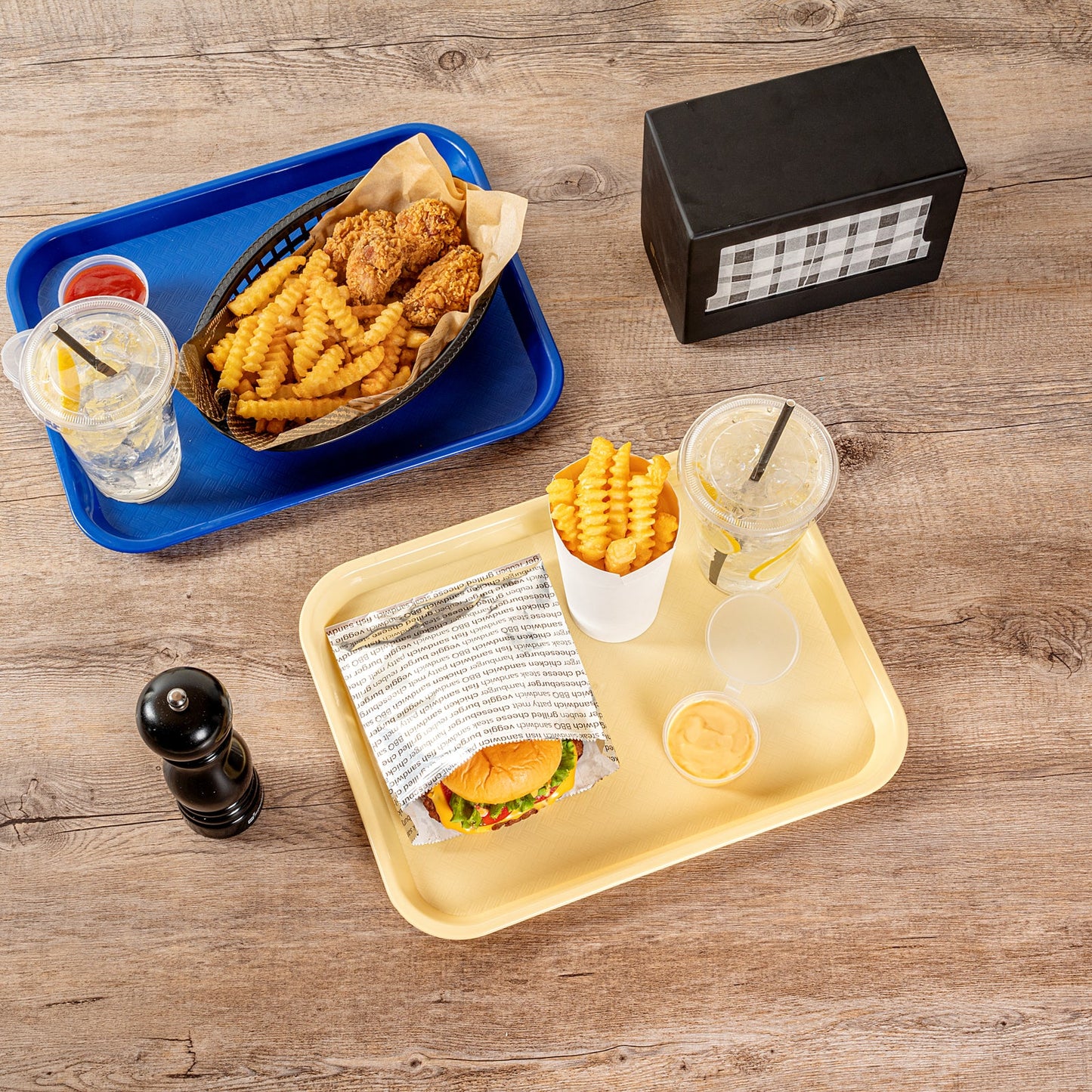 Chef 101 Rectangle Beige Plastic Fast Food Tray - 10" x 14" - 10 count box