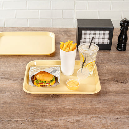 Chef 101 Rectangle Beige Plastic Fast Food Tray - 10" x 14" - 50 count box