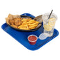 Chef 101 Rectangle Blue Plastic Fast Food Tray - 10" x 14" - 10 count box