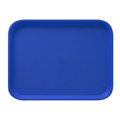 Chef 101 Rectangle Blue Plastic Fast Food Tray - 10" x 14" - 10 count box