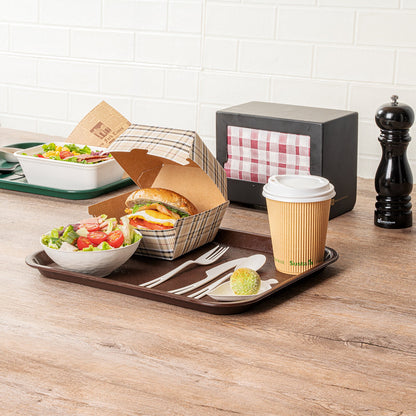 Chef 101 Rectangle Brown Plastic Fast Food Tray - 10" x 14" - 1 count box