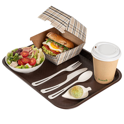 Chef 101 Rectangle Brown Plastic Fast Food Tray - 10" x 14" - 10 count box