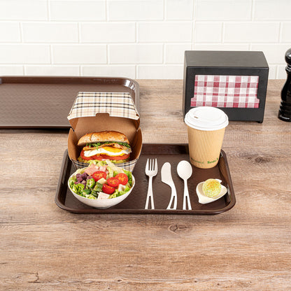 Chef 101 Rectangle Brown Plastic Fast Food Tray - 10" x 14" - 50 count box