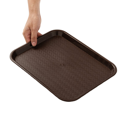 Chef 101 Rectangle Brown Plastic Fast Food Tray - 10" x 14" - 50 count box