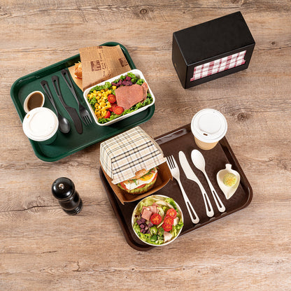Chef 101 Rectangle Brown Plastic Fast Food Tray - 10" x 14" - 50 count box