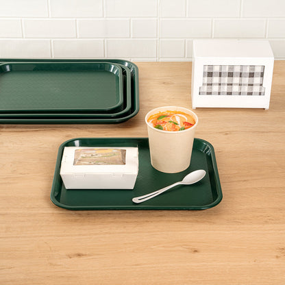 Chef 101 Rectangle Forest Green Plastic Fast Food Tray - 10" x 14" - 10 count box