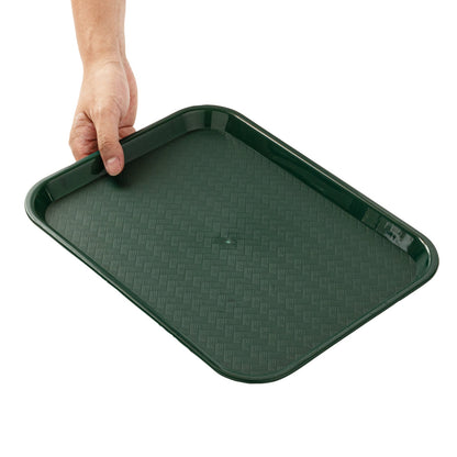 Chef 101 Rectangle Forest Green Plastic Fast Food Tray - 10" x 14" - 10 count box