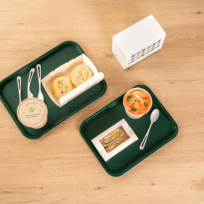 Chef 101 Rectangle Forest Green Plastic Fast Food Tray - 10" x 14" - 10 count box