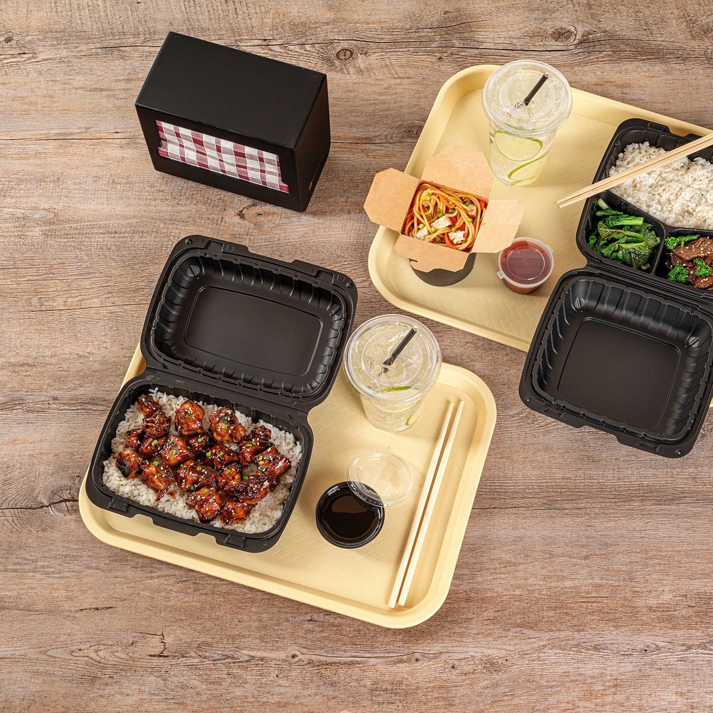 Chef 101 Rectangle Beige Plastic Fast Food Tray - 12" x 16" - 10 count box