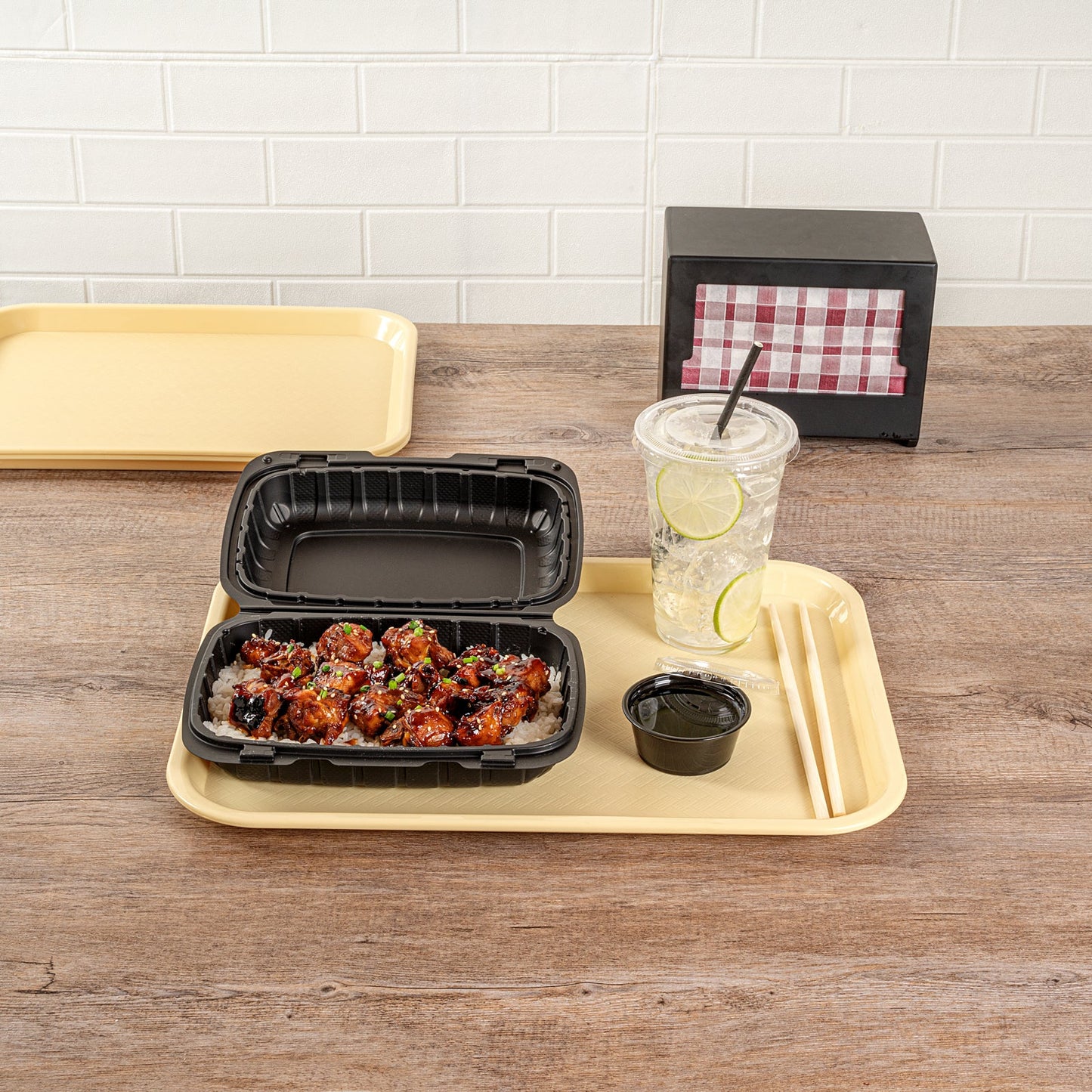Chef 101 Rectangle Beige Plastic Fast Food Tray - 12" x 16" - 50 count box
