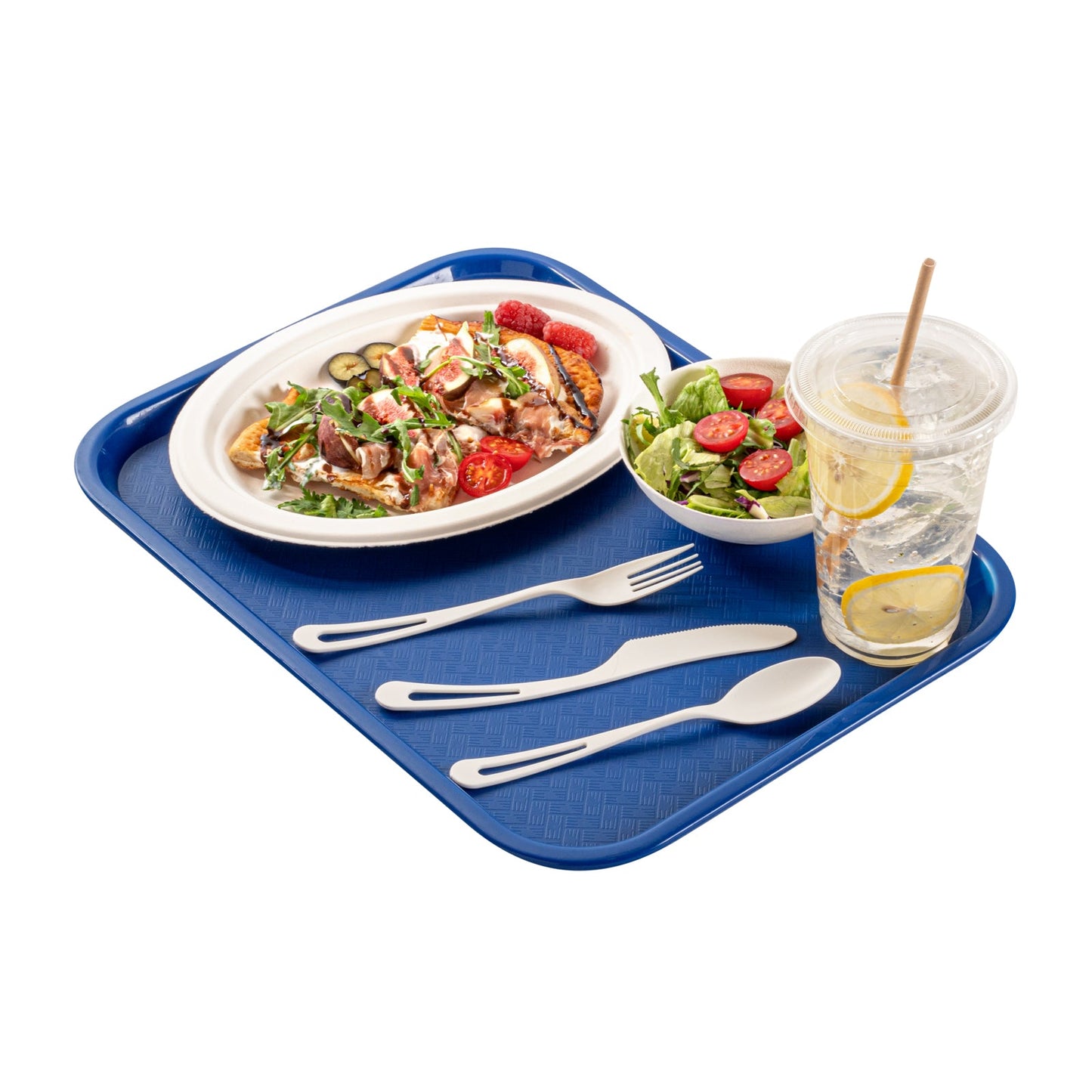 Chef 101 Rectangle Blue Plastic Fast Food Tray - 12" x 16" - 1 count box
