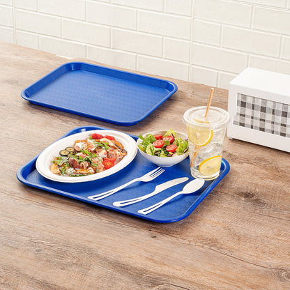Chef 101 Rectangle Blue Plastic Fast Food Tray - 12" x 16" - 1 count box