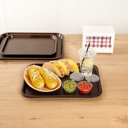 Chef 101 Rectangle Brown Plastic Fast Food Tray - 12" x 16" - 10 count box