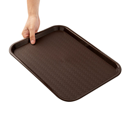 Chef 101 Rectangle Brown Plastic Fast Food Tray - 12" x 16" - 10 count box